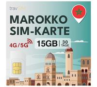 travSIM Tarjeta SIM Marruecos | 30 días - 15 GB de datos SIM | Datos de alta velocidad 5G/4G | Acceso ilimitado a Internet para Google, Facebook, Whatsapp, Instagram y más
