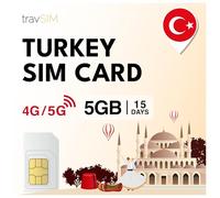 travSIM Tarjeta SIM Turquía | 15 días - 5GB de datos SIM | Datos de alta velocidad 5G/4G | Acceso a Internet ilimitado para Google, Facebook, WhatsApp, Instagram y más