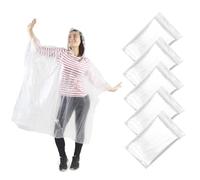 Traxenta 5 Piezas poncho impermeable, capa lluvia Portátil para Senderismo, poncho con Capucha Unisex, chubasquero adulto ligero y Plegable, chubasqueros para Ciclismo Viajes(transparente)