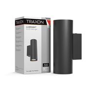 TRAXON LUXPOINT Aplique de Pared Cilindrico- Wall Light para Bombilla GU10 (No Incluida) Luz Bidireccional Arriba y Abajo IP20 Interior 220V Diseño Moderno (Negro, Cilindrico Doble)