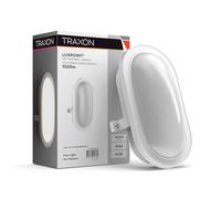 TRAXON LUXPOINT® Aplique Ovalado Exterior Bulkhead - Lambert LED 12W 1320Lm CCT 3 tonalidad (Luz Cálida, Neutra, Fría) IP44 PC (Blanco Ovalado, 12 Watios)