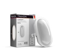 TRAXON LUXPOINT® Aplique Ovalado Exterior Bulkhead - Lambert LED 6W 660Lm CCT 3 tonalidad (Luz Cálida, Neutra, Fría) IP44 PC (Blanco Ovalado, 6 Watios)
