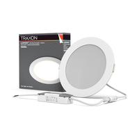 TRAXON LUXPOINT® Downlight LED Empotrable Slim 12W 3CCT 3000K/4000K/6500K con Driver Externo, Panel LED Redondo Ø175mm Corte 150-160mm, Foco LED Techo Interior 120° 220-240V (Blanco, 12W CCT)