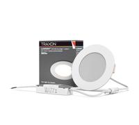 TRAXON LUXPOINT® Downlight LED Empotrable Slim 8W 3CCT 3000K/4000K/6500K con Driver Externo, Panel LED Redondo Ultrafino Ø125mm Corte 105-110mm, Foco LED Techo Interior 120° 220-240V(Blanco, 8W CCT)