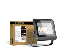 TRAXON LUXPOINT® Floodlight LED - Kämpig Foco Proyector Negro exterior 20W 3000K 110Lm/W, Aluminio Protección IK08 Resistente Agua IP65 (Luz cálida 3000K 20W | Negro)