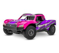 TRAXXAS Mini Slash 4x4 RTR, coche teledirigido para principiantes, mini escala rosa con sistema TQ BL-2s, cargador USB-C y batería LiPo de 2 segundos