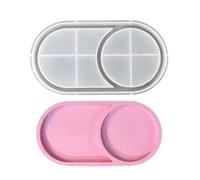 Tray Mold - Clear Epoxy Resin Casting Mould | Silicone Oval Tray Mold | 2-in-1 Round Oval Dish Plaster Môld, Multi-Size Silicone Môld For Jewelry Storage, Safe Sturdy Craft Supply For Bathroom, 18.4x