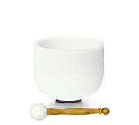 TRAYAYA Cuenco de cristal de cuarzo esmerilado de 432 Hz y 25,4 cm con nota C, con mazo de goma