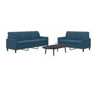 Traylux Juego de sofá de 2 piezas con cojín de terciopelo azul, sofá de 2 plazas y 3 plazas, estructura de metal, tapizado, muebles de salón modernos, cómodos cojines para habitaciones de invitados y