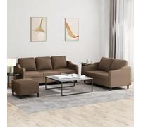 Traylux Juego de sofá de 3 piezas, color marrón con 2 plazas, sofá de 3 plazas y reposapiés, cómodo mueble tapizado para salón, habitación de invitados y oficina, ahorra espacio con cómodos asientos