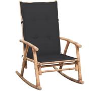 Traylux Mecedora con cojín de bambú resistente a la intemperie para jardín, terraza, balcón, sillón de exterior con reposabrazos y respaldo, plegable, ahorra espacio, con cojín y cojín para relajarse