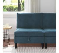 Traylux Moderno sofá de terciopelo azul con espacio de almacenamiento, 70 x 70 x 82 cm, incluye cojín de respaldo y cojín, adecuado como sofá cama de dos plazas, sofá cama o muebles de salón para sala
