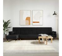 Traylux Sofá cama en forma de L negro con funda de terciopelo, 271 x 140 x 70 cm, esquinero con función de sueño y función relax, extensible, muebles tapizados para salón, habitación de invitados