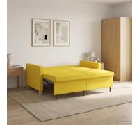 Traylux Sofá cama extensible de tela amarilla brillante con respaldo ajustable y patas plegables para salón, habitación de invitados y oficina, muebles tapizados que ahorran espacio con espacio de