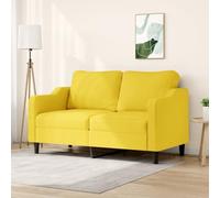 Traylux Sofá de 2 plazas de tela amarillo claro de 140 cm con estructura de metal y acolchado de espuma, muebles de salón modernos, ahorro de espacio y cómodo para habitaciones de invitados y personas