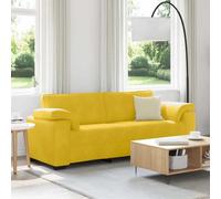Traylux Sofá de 3 plazas amarillo 220 x 77 x 82 cm de terciopelo con acolchado de espuma y cojín de fibra de polipropileno, estructura robusta, muebles tapizados modernos para salón, oficina, salón