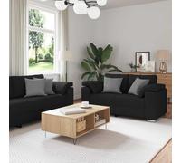 Traylux Sofá esquinero de 3 piezas, color negro, mezcla de lino, 219 x 80 x 82 cm, con espacio de almacenamiento, función de relax y cómodos muebles tapizados para salón, habitación de invitados y