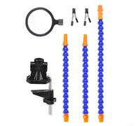 Trayne Herramienta de tercera mano para electrónica, abrazadera de mesa ajustable con 6 brazos flexibles, clips extraíbles para soldadura de placa de circuito PCB (con lupa)