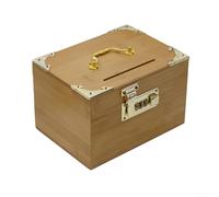 Trayne Hucha de madera estilo vintage, para adultos y niños, diseño retro con ranura superior y parte inferior extraíble, color amarillo 15 cm (con envoltura de esquina)