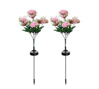 Trayne Luces solares de jardín clavel, resistentes a la intemperie LED estacas decorativas para exteriores para jardín y patio, lámparas solares de pie de 70 cm de alto (rosa)