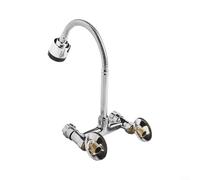 Trayne Mezclador de fregadero de cocina, grifo de doble mango montado en la pared con boquilla giratoria de 360 °, centros ajustables de 150 mm, mezclador de lavabo de aleación de zinc con acabado