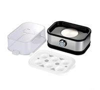 Trayne Olla de huevos de acero inoxidable, caldera de huevos compacta 6 en 1 con operación de un solo toque, apagado automático, calefacción de 400 W, para hasta 6 huevos, color blanco