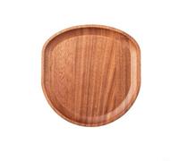 Trayneel Bandeja de servir de madera para plato de té, tabla de charcutería, plato de frutas, plato de cena de madera maciza marrón, 21 x 20,5 cm (escalonado)