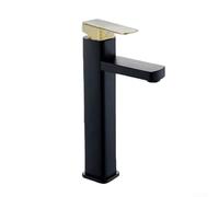 Trayneel Grifo de agua fría y caliente con pantalla digital de temperatura para baño, acero inoxidable, 150 x 290 mm, control táctil blanco, ajuste cómodo de 35 °C (oro negro alto)