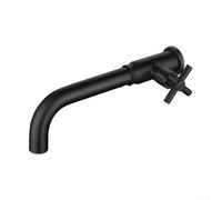 Trayneel Grifo de lavabo de agua fría montado en la pared para baño, fregadero de jardín, acero inoxidable SUS304, rosca G1/2, plata, negro, dorado, gris, oro rosa (negro)
