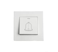 Trayneel Interruptor de timbre de plástico ABS con indicador LED, 86 x 86 mm, botón de montaje en pared para hogar u hotel, panel blanco AC220 V 5 A, instalación interior para residencial E