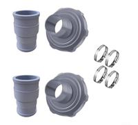 Trayneel Kit adaptador de manguera de vacío para piscinas Intex sobre el suelo, conectores de repuesto de acoplamiento de manguera de PVC con 4 abrazaderas, fácil instalación para limpieza de piscinas