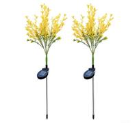 Trayneel Lámpara solar de colza para jardín, lámpara de estaca de flores para patio al aire libre, impermeable, decoración de patio para césped y caminos, 40 cm, color amarillo, paquete de 2