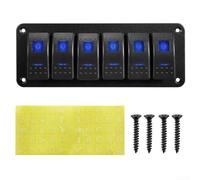 Trayneel Panel de interruptor basculante de 6 bandas de 12 V con luces LED para barco, caravana, coche, camión, remolque, IP67, panel de control de aluminio impermeable