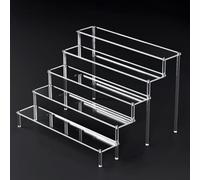 Trayneel Soporte de exhibición acrílico multicapa de 2 a 5 niveles, organizador transparente para cupcakes, perfumes, joyas, coleccionables, con montaje electrónico desmontable para el hogar, tienda