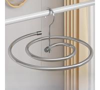 Trayneel Tendedero multifuncional en espiral de metal grande para colgar con diseño giratorio, ahorro de espacio, soporte de lavandería para balcón, uso doméstico, color blanco (acero inoxidable)