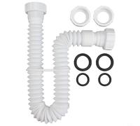 Trayneel Tubo de drenaje flexible para fregadero de 20 cm a 80 cm, manguera corrugada de plástico a prueba de fugas, kit de trampa P con anillos de sellado de silicona para tubos de 1 1/2 pulgadas y 1