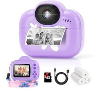 Trayoo - Cámara de impresión instantánea para niños, cámara digital instantánea, portátil, para Navidad, cumpleaños, niñas de 3, 4, 5, 6, 7, 8, 9, 10 años (morado)