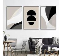 Trayosin Juego de 3 pósteres de alta calidad en negro y beige, arte abstracto, decoración de pared bohemia, para salón o dormitorio, impresión artística moderna, sin marco (40 x 50 cm)