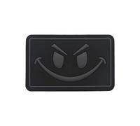 Trayosin Parche de velcro de PVC con cara sonriente mala cara sonriente moral táctica militar bordado parche de gancho que brilla en la oscuridad (F)