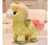 Trayosin Peluche de unicornio, arco iris, juguete de peluche para abrazar y jugar, lindo adolescente, corazón, muñeca de peluche regalo (25 cm, amarillo)