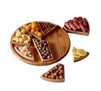 Trays For Serving Food - Wood 25x25x3cm Divided Serving Platter | Wooden Charcuterie Organizer Board, Multi Section Food Display Tray | For Fruit Dessert Snack Kitchen Coffee Table Living Room
