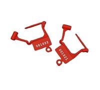 Trazado con número de sello a prueba de manipulaci 100 etiquetas de plástico desechables numeradas con sello de candado bicolor for equipaje, bolsas y zapatos.(Red)