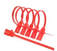 Trazado con número de sello a prueba de manipulaci Precintos de plástico desechables numerados multicolor, 320 mm de longitud, 100-1000 unidades(Red,200pcs)