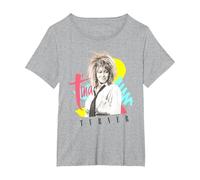 Trazos y Formas Retro de Tina Turner Camiseta, Mujer Tallas Grandes, Gris Jaspeado, 1XL Grande