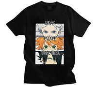 Trconk Anime Camisetas The Promised Neverland Camisetas Manga Corta Hombre Mujer Algodón Casual Sueltas Moda Camisetas Manga Corta Tops-Black||XXS