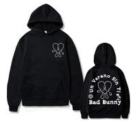 Trconk Bad Bunny UN Verano SIN TI Sudadera con Capucha Hombre Mujer Unisex Impreso Sudaderas De Manga Larga Oversized Casual Pullover Hoodies XXS~4XL-Black||XXS