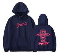 Trconk Gracie Abrams I've Missed You Im Sorry Tour Merch Sudaderas con Capucha Unisex Pocket Drawstring Sudadera De Manga Larga Moda Impreso Pullover Hoodies para Hombres Mujeres XS~4XL-Black||XS
