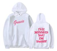 Trconk Gracie Abrams I've Missed You Im Sorry Tour Merch Sudaderas con Capucha Unisex Pocket Drawstring Sudadera De Manga Larga Moda Impreso Pullover Hoodies para Hombres Mujeres XS~4XL-Black||XS