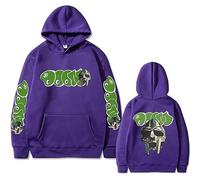 Trconk Hip Hop Rapper MF Doom Impreso Único Sudadera con Capucha Casual Oversize Sudadera Neutro Moda Vintage Manga Larga Jersey Ropa De Calle-Black||XXS
