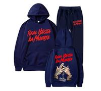 Trconk Ropa Deportiva Anuel AA Estampado Moda Sudadera con Capucha Casual Chándal Hombre Mujer Unisex Jersey Otoño Invierno Pantalones Conjunto-Black||XS